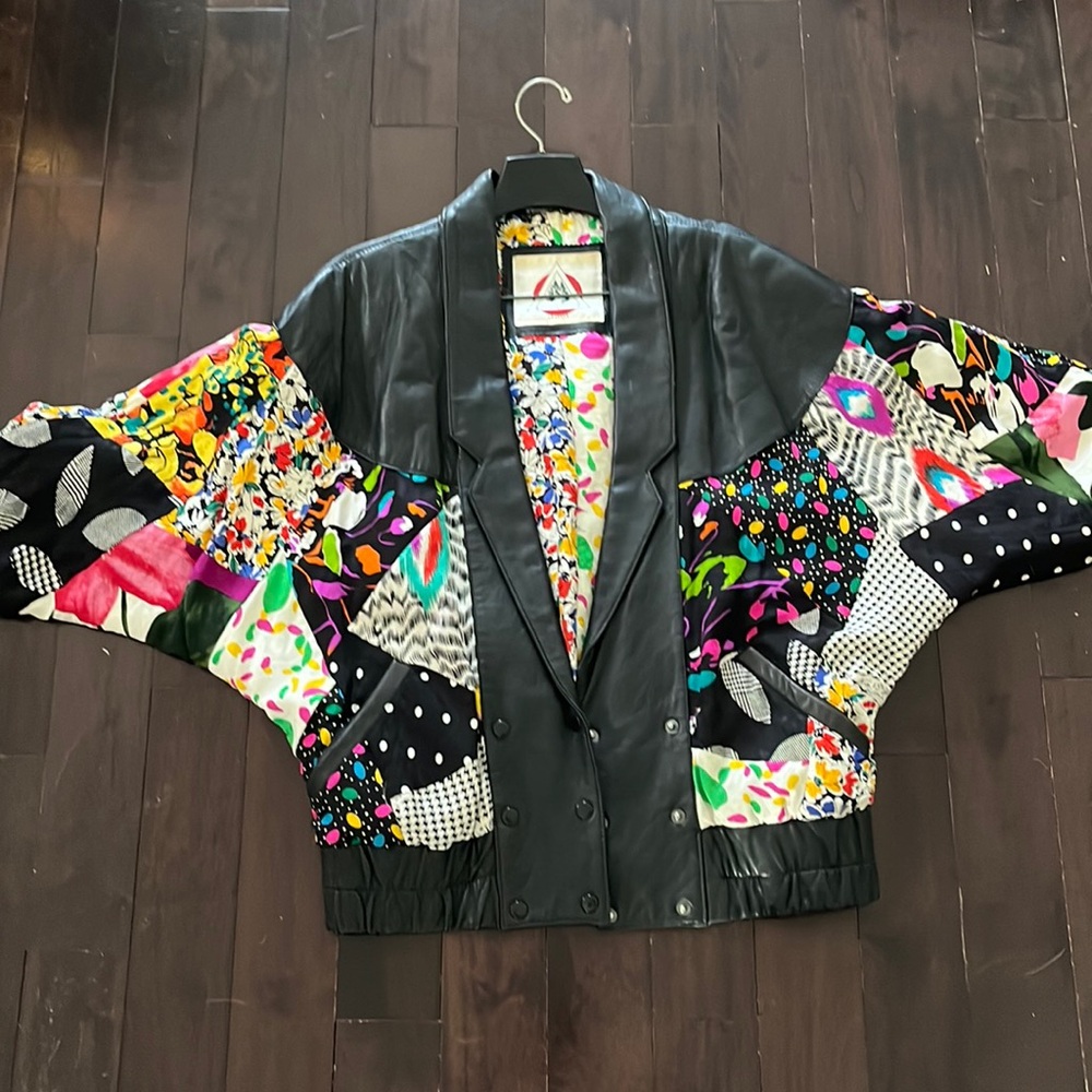 Elk leather funky 80’s vintage jacket